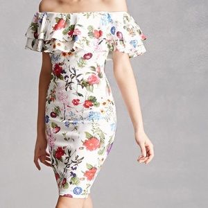 Forever 21 Satin Floral Print Dress